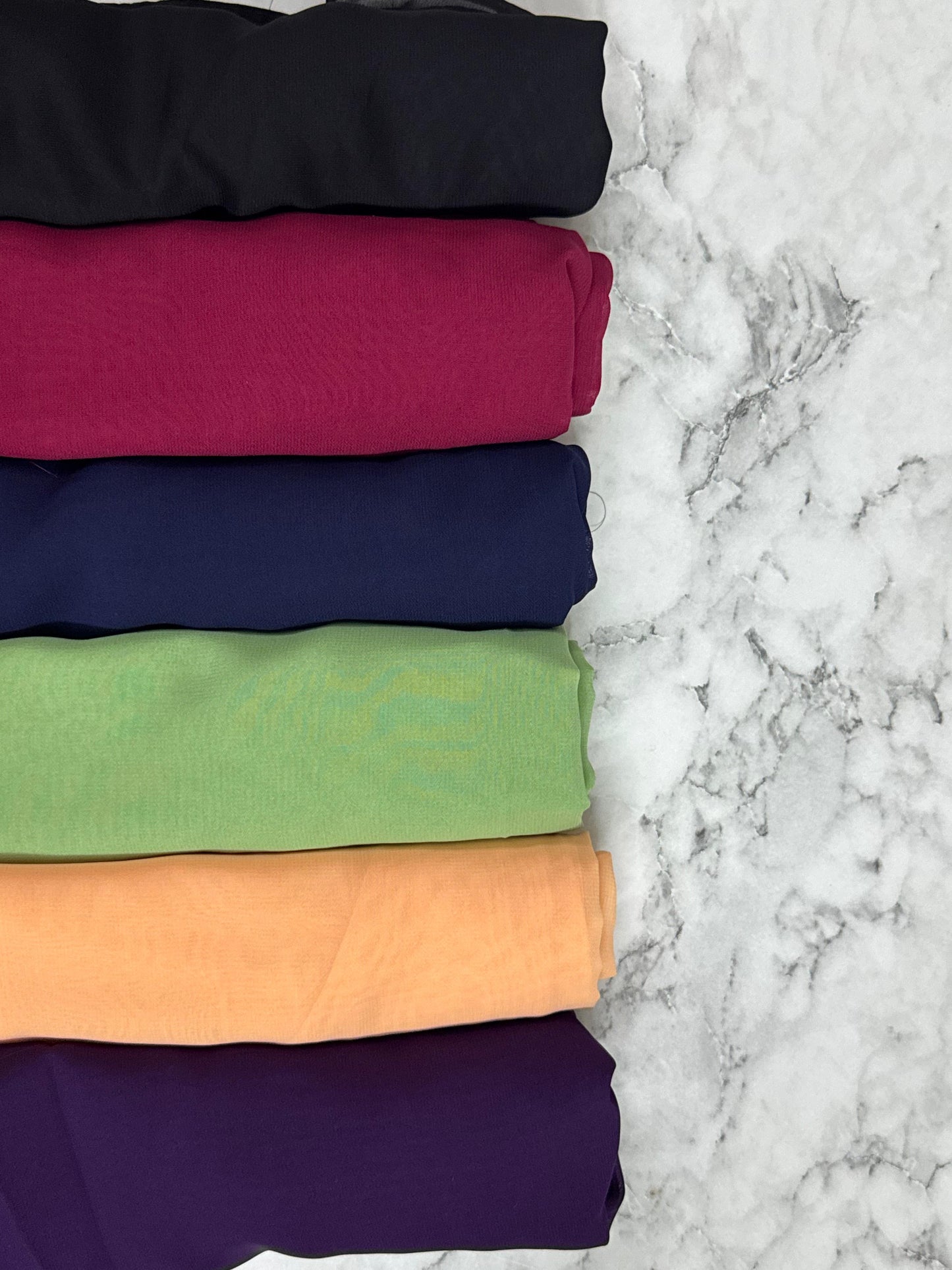 1 - Pack Of 6 Georgatte Chiffon Hijab