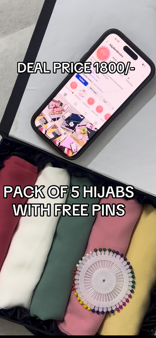 PACK OF 5 HIJAB WITH FREE PINS (CHOICE OF YOURS)